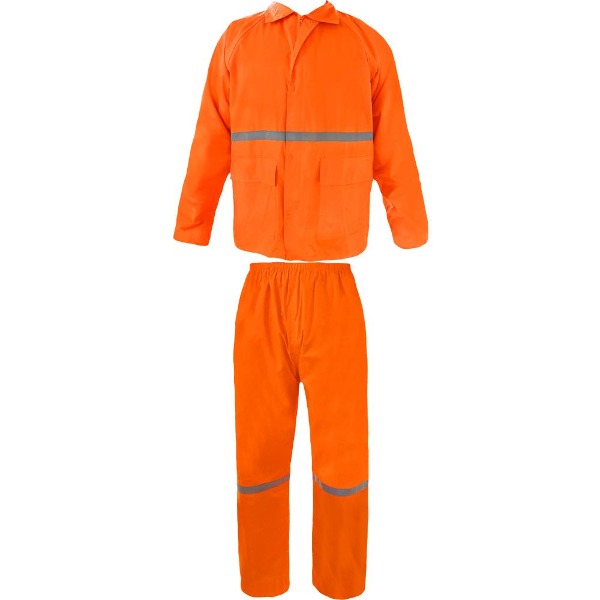 안전 작업용 형광 우의 비옷 투피스 주황색 XL (888-7371)